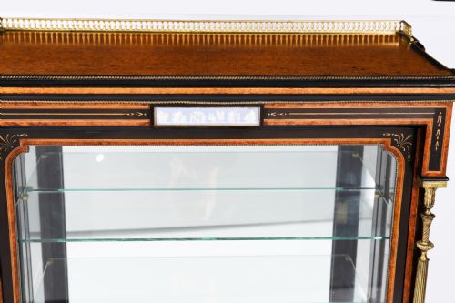ANTIQUE VICTORIAN AMBOYNA EBONISED PIER DISPLAY CABINET 19TH C - ADDITIONAL PHOTO 14