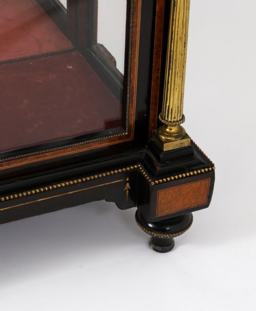 ANTIQUE VICTORIAN AMBOYNA EBONISED PIER DISPLAY CABINET 19TH C - ADDITIONAL PHOTO 15