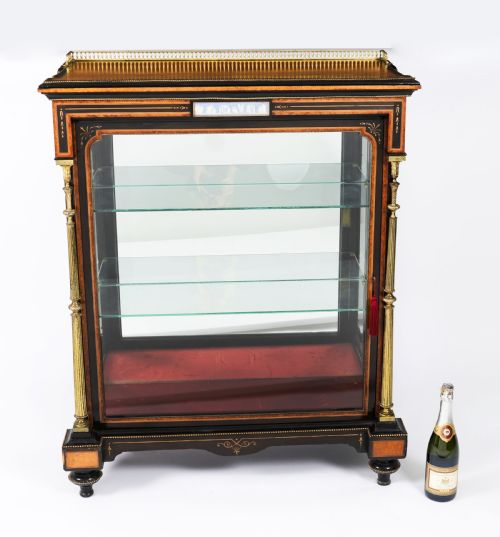 ANTIQUE VICTORIAN AMBOYNA EBONISED PIER DISPLAY CABINET 19TH C - ADDITIONAL PHOTO 16