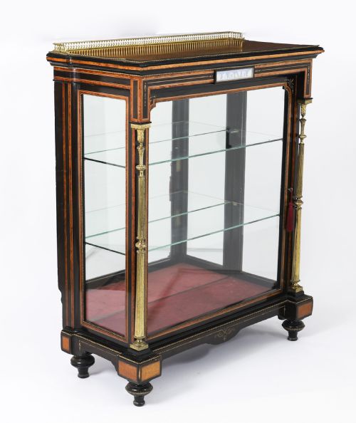 ANTIQUE VICTORIAN AMBOYNA EBONISED PIER DISPLAY CABINET 19TH C - ADDITIONAL PHOTO 17