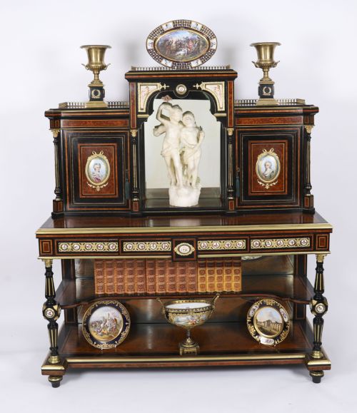 ANTIQUE VICTORIAN AMBOYNA INLAID BONHEUR DU JOUR C1860 19TH C - ADDITIONAL PHOTO 1