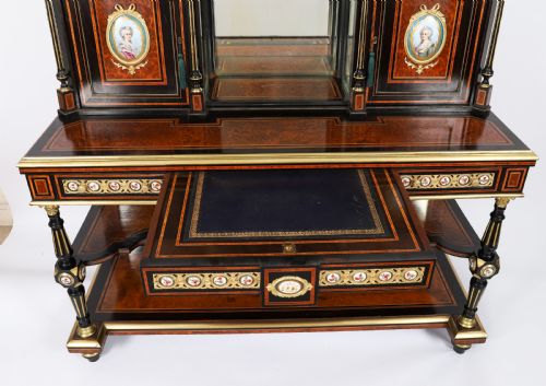 ANTIQUE VICTORIAN AMBOYNA INLAID BONHEUR DU JOUR C1860 19TH C - ADDITIONAL PHOTO 12