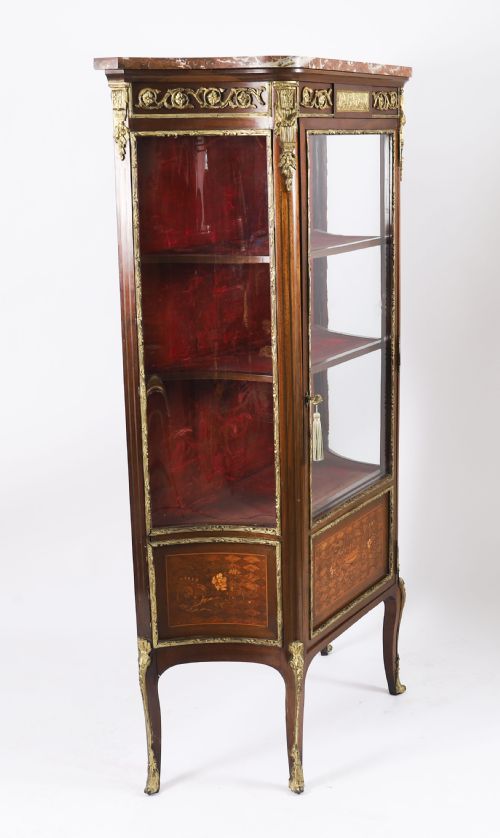 ANTIQUE FRENCH LOUIS REVIVAL PARQUETRY DISPLAY CABINET C1870 19TH C - ADDITIONAL PHOTO 2