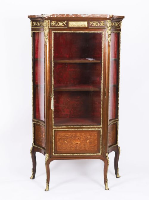 ANTIQUE FRENCH LOUIS REVIVAL PARQUETRY DISPLAY CABINET C1870 19TH C - ADDITIONAL PHOTO 3