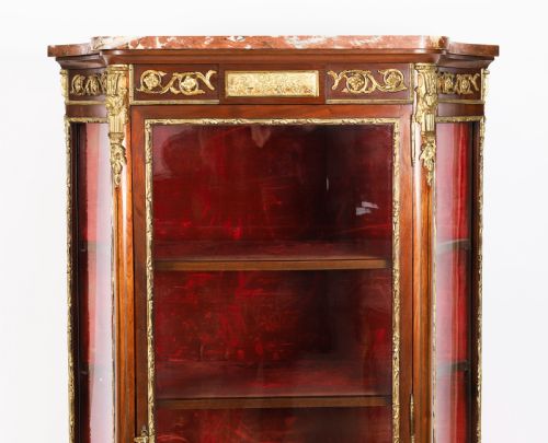 ANTIQUE FRENCH LOUIS REVIVAL PARQUETRY DISPLAY CABINET C1870 19TH C - ADDITIONAL PHOTO 6