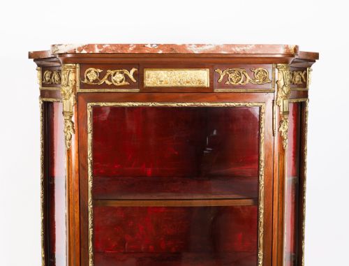 ANTIQUE FRENCH LOUIS REVIVAL PARQUETRY DISPLAY CABINET C1870 19TH C - ADDITIONAL PHOTO 7