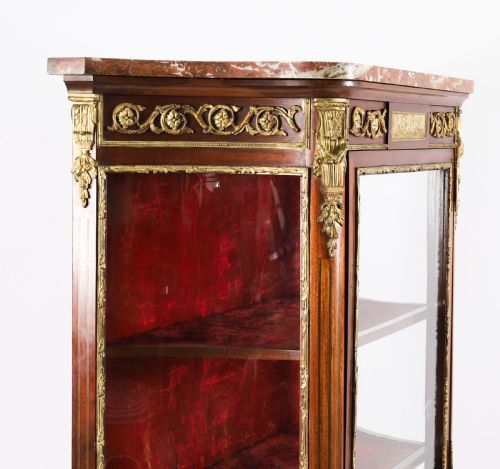 ANTIQUE FRENCH LOUIS REVIVAL PARQUETRY DISPLAY CABINET C1870 19TH C - ADDITIONAL PHOTO 8