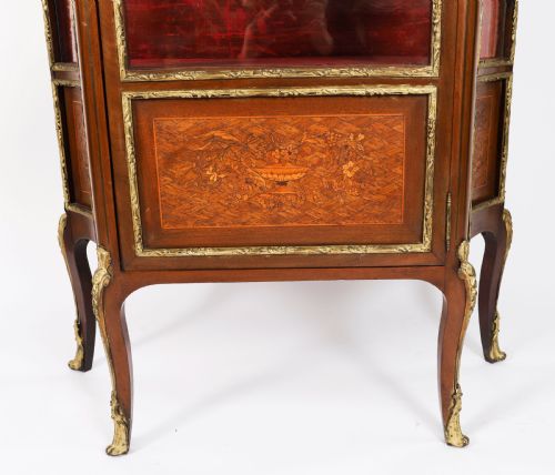 ANTIQUE FRENCH LOUIS REVIVAL PARQUETRY DISPLAY CABINET C1870 19TH C - ADDITIONAL PHOTO 12