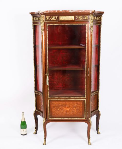 ANTIQUE FRENCH LOUIS REVIVAL PARQUETRY DISPLAY CABINET C1870 19TH C - ADDITIONAL PHOTO 16
