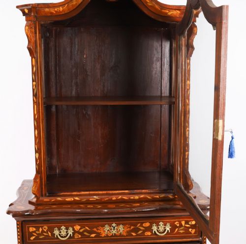 ANTIQUE DUTCH MARQUETRY WALNUT CABINET ON CHEST 18TH CENTURY - ADDITIONAL PHOTO 5