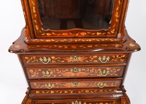 ANTIQUE DUTCH MARQUETRY WALNUT CABINET ON CHEST 18TH CENTURY - ADDITIONAL PHOTO 7