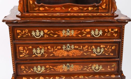 ANTIQUE DUTCH MARQUETRY WALNUT CABINET ON CHEST 18TH CENTURY - ADDITIONAL PHOTO 11