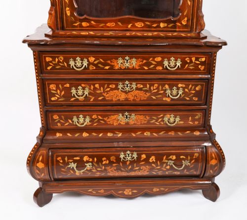 ANTIQUE DUTCH MARQUETRY WALNUT CABINET ON CHEST 18TH CENTURY - ADDITIONAL PHOTO 12