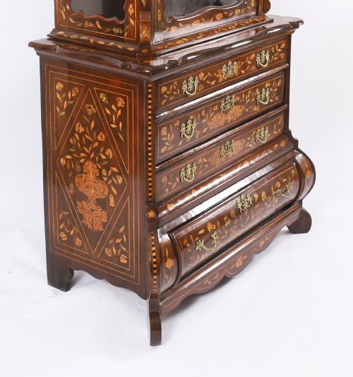 ANTIQUE DUTCH MARQUETRY WALNUT CABINET ON CHEST 18TH CENTURY - ADDITIONAL PHOTO 17