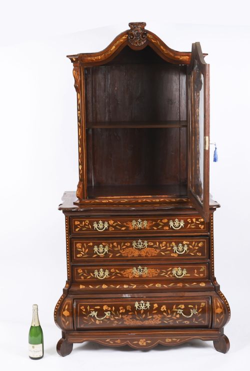 ANTIQUE DUTCH MARQUETRY WALNUT CABINET ON CHEST 18TH CENTURY - ADDITIONAL PHOTO 18