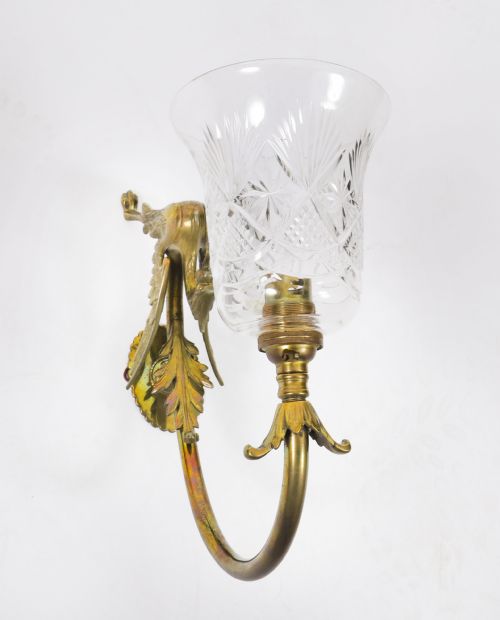 ANTIQUE SET OF 6 NEOCLASSICAL ORMOLU GLASS GRIFFIN WALL LIGHTS CIRCA 1900 - ADDITIONAL PHOTO 4
