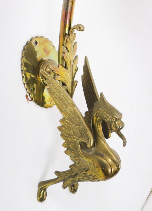 ANTIQUE SET OF 6 NEOCLASSICAL ORMOLU GLASS GRIFFIN WALL LIGHTS CIRCA 1900 - ADDITIONAL PHOTO 6