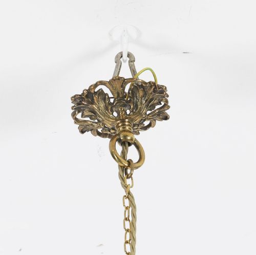 ANTIQUE EDWARDIAN BRASS CUT CRYSTAL CEILING LIGHT CIRCA 1900 - ADDITIONAL PHOTO 5