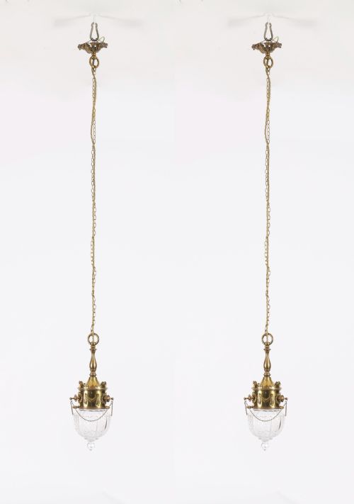 ANTIQUE EDWARDIAN BRASS CUT CRYSTAL CEILING LIGHT CIRCA 1900 - ADDITIONAL PHOTO 13