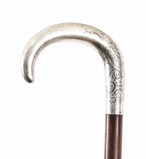 Antique French Silver Walking Cane Stick 19th C 90cm / 35.5 Inches