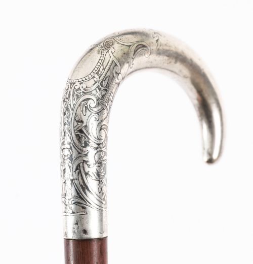 fig 2. Antique French Silver Walking Cane Stick 19th C 90cm / 35.5 inches