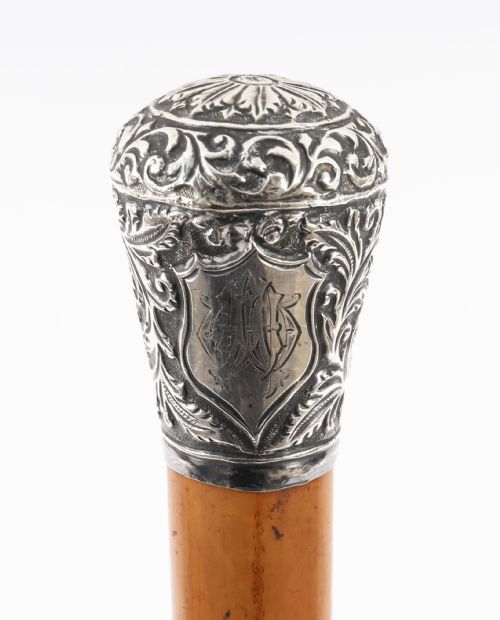 ANTIQUE ENGLISH SILVER TOPPED WALKING STICK CANE 99CM 39 INCHES - ADDITIONAL PHOTO 2