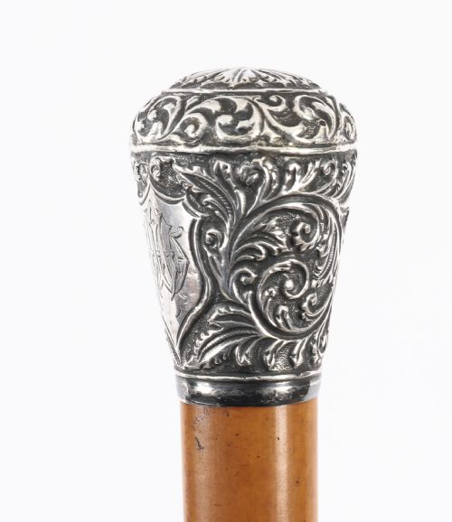 ANTIQUE ENGLISH SILVER TOPPED WALKING STICK CANE 99CM 39 INCHES - ADDITIONAL PHOTO 8