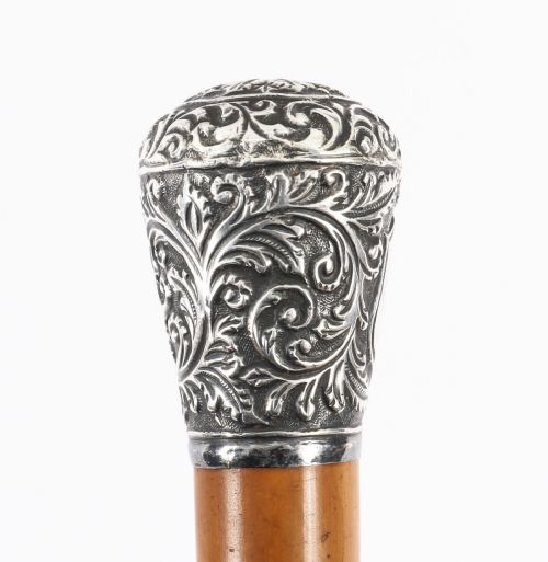 ANTIQUE ENGLISH SILVER TOPPED WALKING STICK CANE 99CM 39 INCHES - ADDITIONAL PHOTO 11