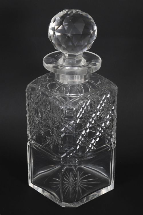 ANTIQUE SATIN WOOD INLAID THREE CUT CRYSTAL DECANTER TANTALUS GAMES 19TH C - ADDITIONAL PHOTO 14