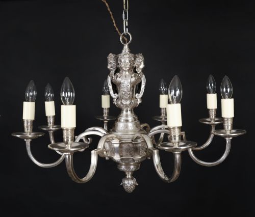 ANTIQUE ENGLISH SILVER PLATED CHANDELIER CIRCA 1920 20TH C