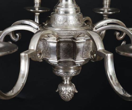 ANTIQUE ENGLISH SILVER PLATED CHANDELIER CIRCA 1920 20TH C - ADDITIONAL PHOTO 1