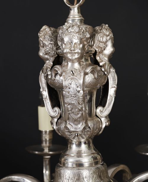 ANTIQUE ENGLISH SILVER PLATED CHANDELIER CIRCA 1920 20TH C - ADDITIONAL PHOTO 4