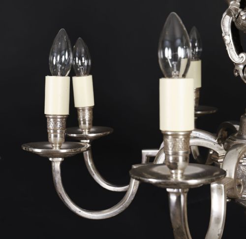 ANTIQUE ENGLISH SILVER PLATED CHANDELIER CIRCA 1920 20TH C - ADDITIONAL PHOTO 5