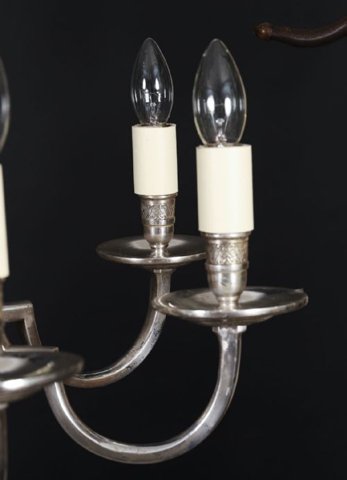 ANTIQUE ENGLISH SILVER PLATED CHANDELIER CIRCA 1920 20TH C - ADDITIONAL PHOTO 6