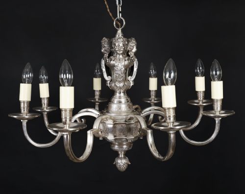 ANTIQUE ENGLISH SILVER PLATED CHANDELIER CIRCA 1920 20TH C - ADDITIONAL PHOTO 8