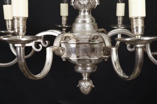 ANTIQUE ENGLISH SILVER PLATED CHANDELIER CIRCA 1920 20TH C - ADDITIONAL PHOTO 9