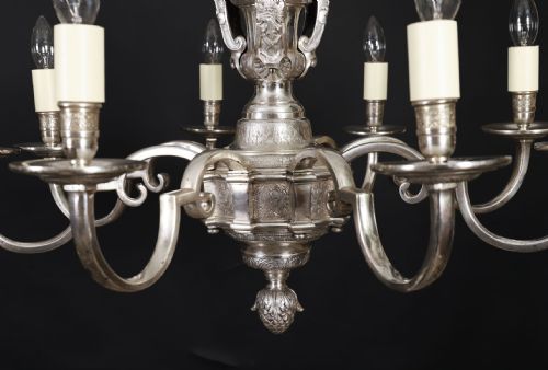 ANTIQUE ENGLISH SILVER PLATED CHANDELIER CIRCA 1920 20TH C - ADDITIONAL PHOTO 10