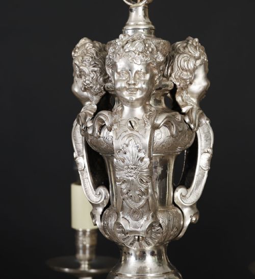 ANTIQUE ENGLISH SILVER PLATED CHANDELIER CIRCA 1920 20TH C - ADDITIONAL PHOTO 11