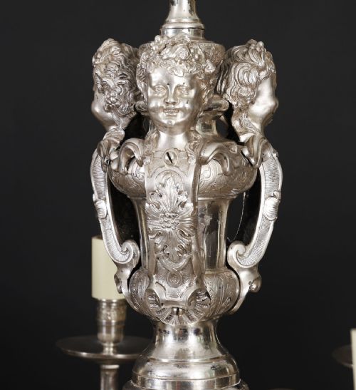 ANTIQUE ENGLISH SILVER PLATED CHANDELIER CIRCA 1920 20TH C - ADDITIONAL PHOTO 12