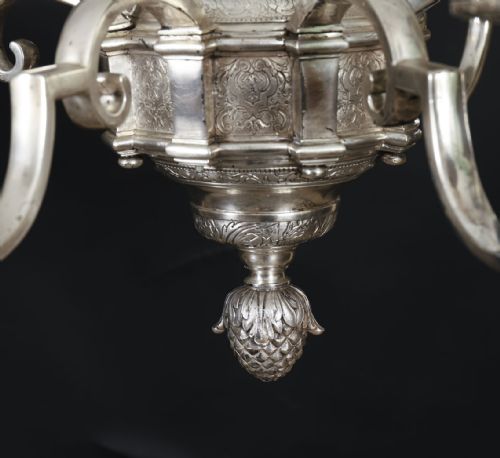 ANTIQUE ENGLISH SILVER PLATED CHANDELIER CIRCA 1920 20TH C - ADDITIONAL PHOTO 13