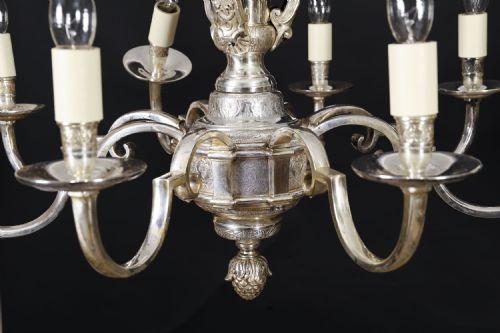 ANTIQUE ENGLISH SILVER PLATED CHANDELIER CIRCA 1920 20TH C - ADDITIONAL PHOTO 14