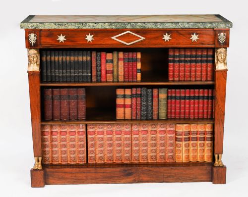 fig 1. Antique French Empire Marble Top Open Bookcase Mid 19th Century