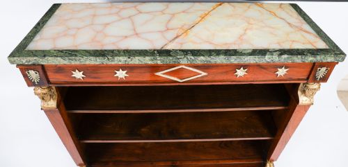 fig 3. Antique French Empire Marble Top Open Bookcase Mid 19th Century