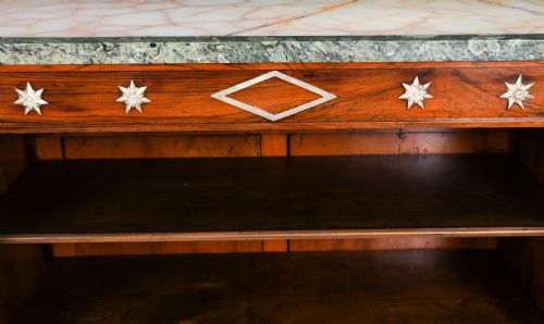 fig 4. Antique French Empire Marble Top Open Bookcase Mid 19th Century