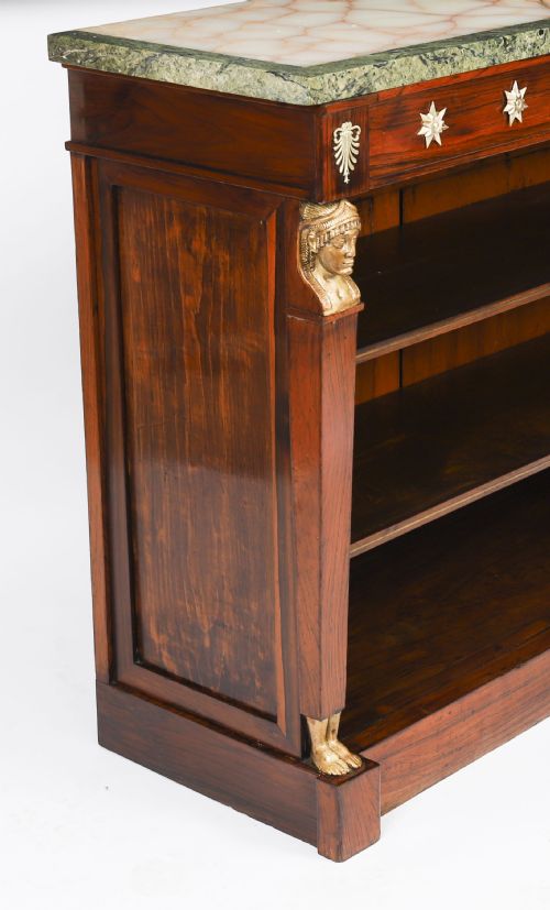 fig 6. Antique French Empire Marble Top Open Bookcase Mid 19th Century