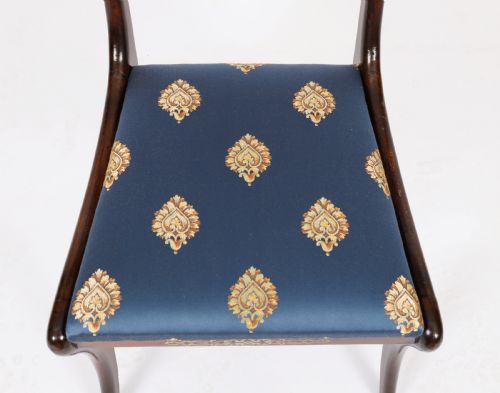 fig 5. Antique Pair Regency Period Brass Inlaid Bar Back Chairs 19th C C1820
