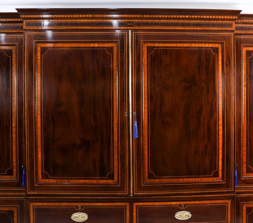 fig 1. Antique George III Flame Mahogany Breakfront Wardrobe C1780 18th C