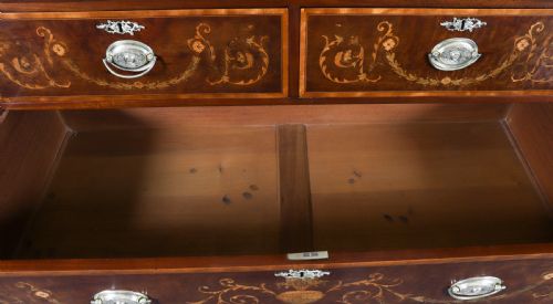fig 6. Antique Edwardian Breakfront Mahogany & Floral Marquetry Inlaid Wardrobe C1910