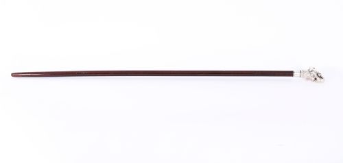 Antique Sterling Silver Elephant Walking Cane Stick 19th C 94cm/37inches