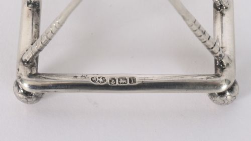 ANTIQUE STERLING SILVER LETTER TOAST RACK CROSSED GOLF CLUBS BIRMINGHAM 1908 - ADDITIONAL PHOTO 8